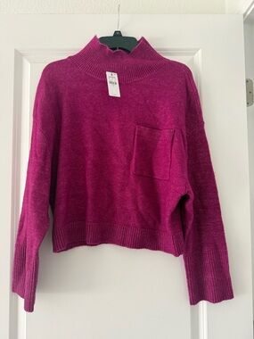 Express Women’s Magenta Mock-Neck Pocket Sweater